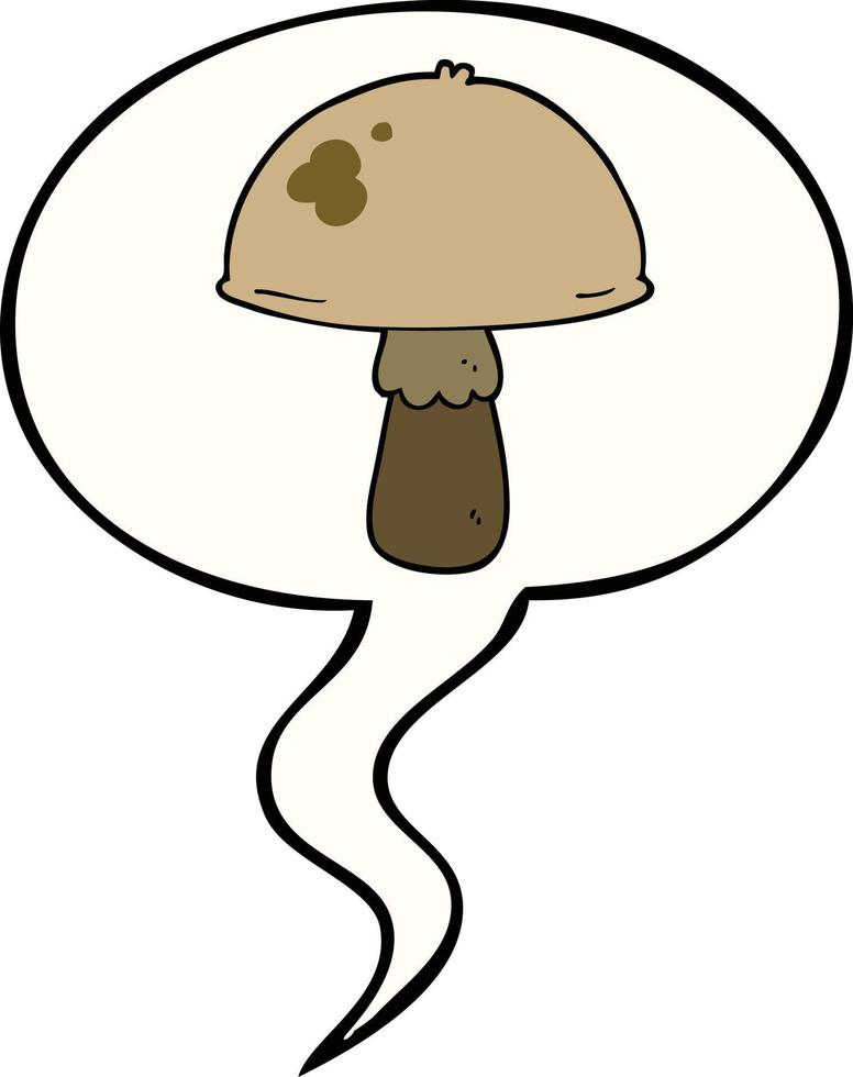 champignon de dessin animé et bulle de dialogue vecteur