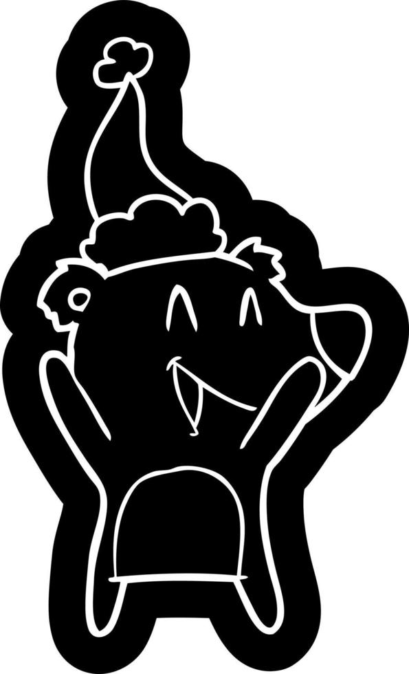 icône de dessin animé d'ours polaire en riant d'un bonnet de noel vecteur