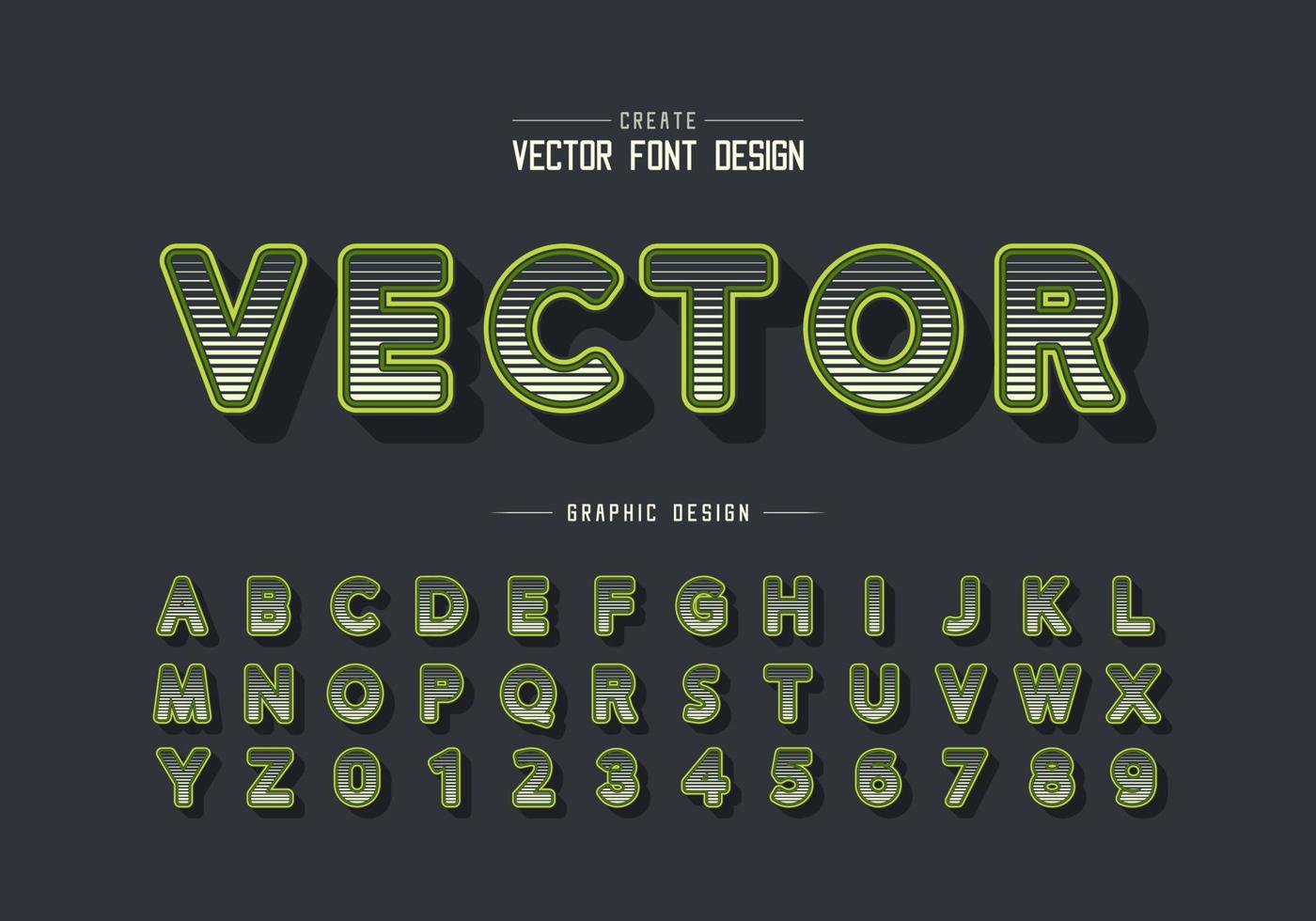 police de ligne et vecteur alphabet rond, police de caractères et nombre de conception numérique, texte graphique sur fond