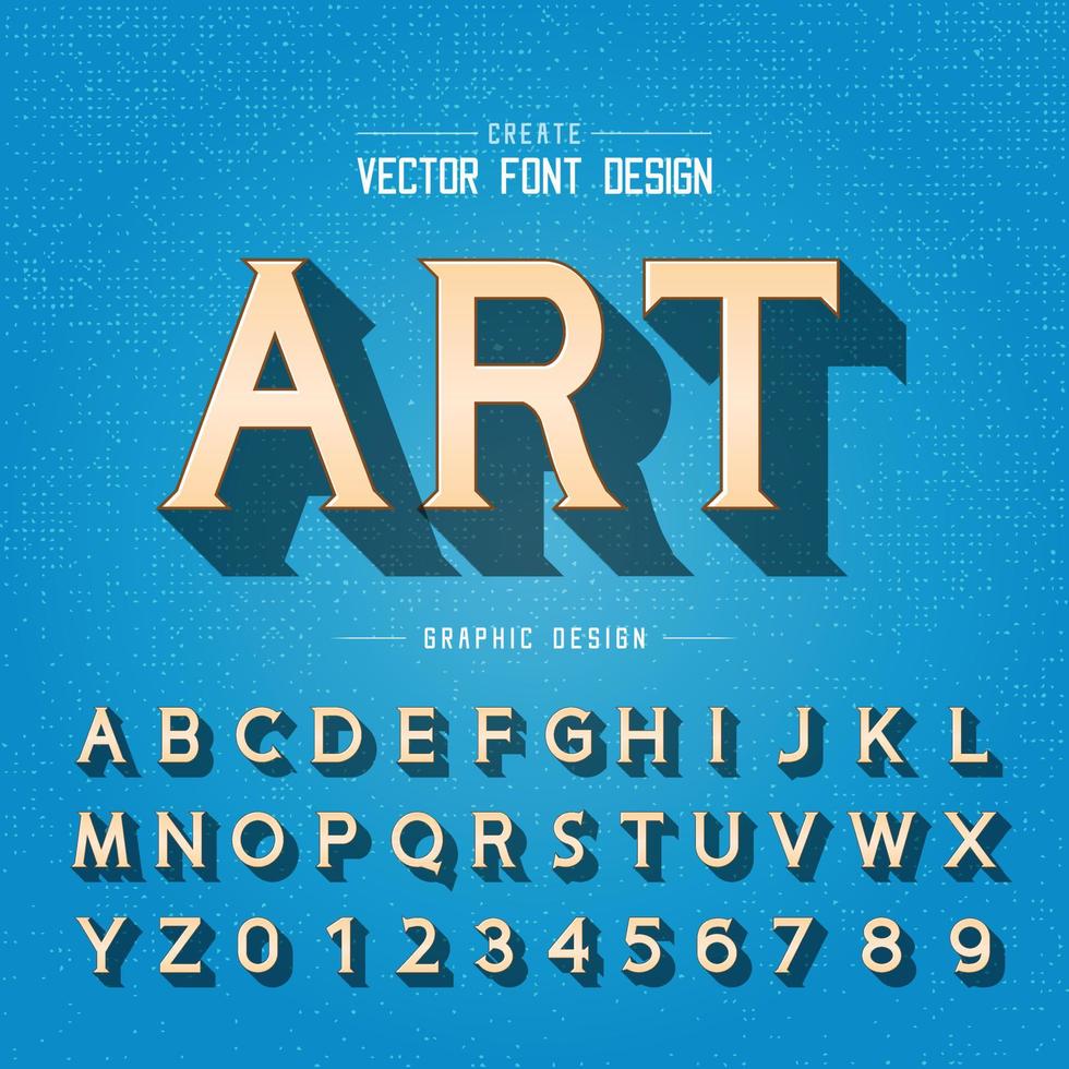 vecteur de police et d'alphabet, conception de lettre d'art et texte graphique sur fond bleu grunge