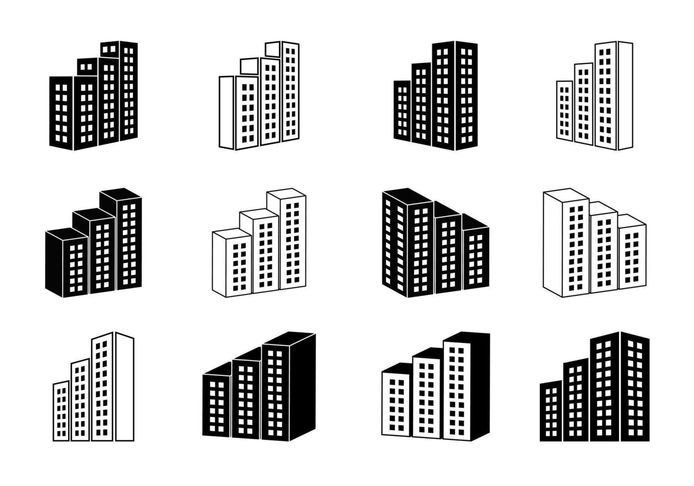 icônes bâtiment et société ensemble vectoriel, banque de perspective et collection de bureaux - copie vecteur