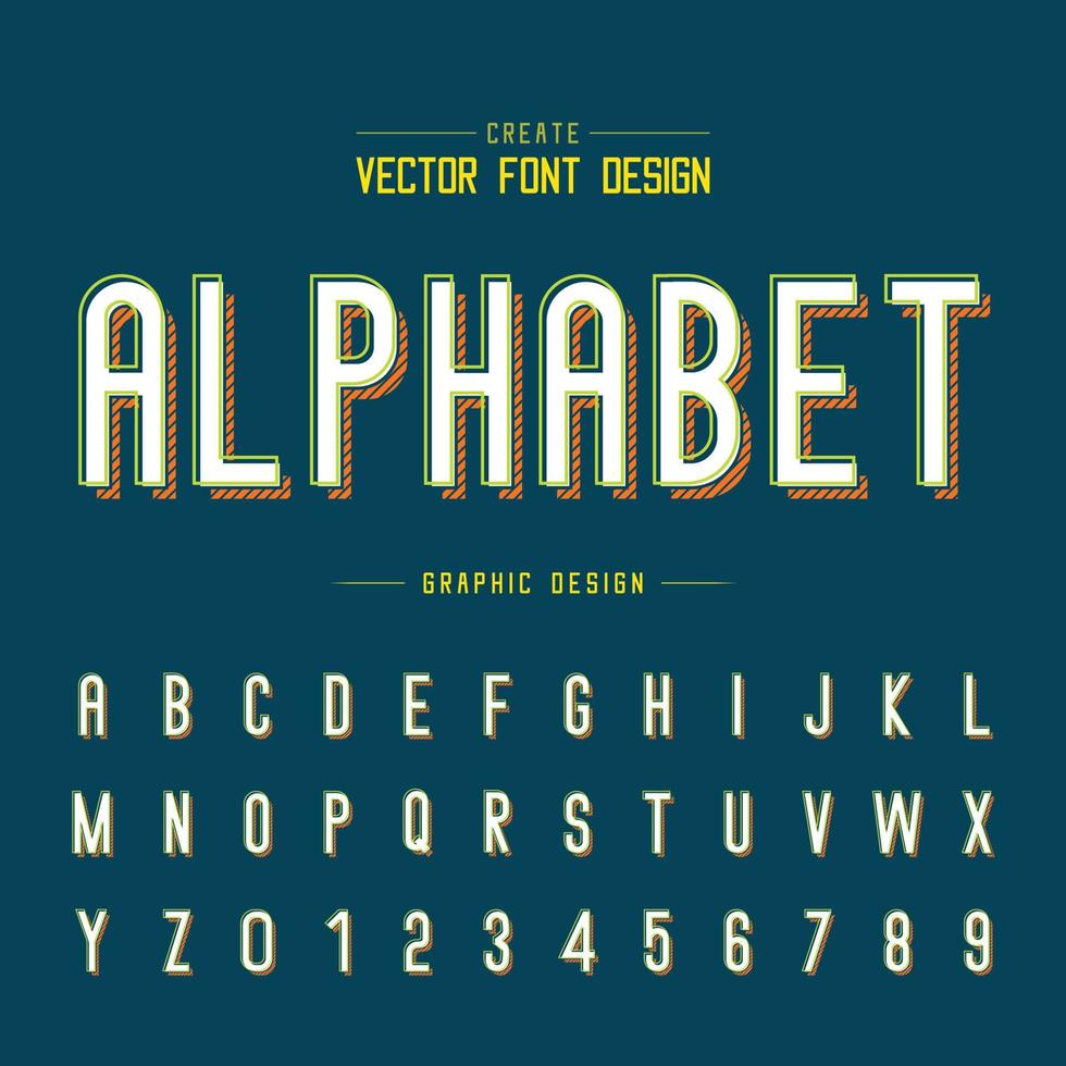 vecteur de police et d'alphabet, police de caractères de lettre et conception de nombre, texte graphique sur le fond