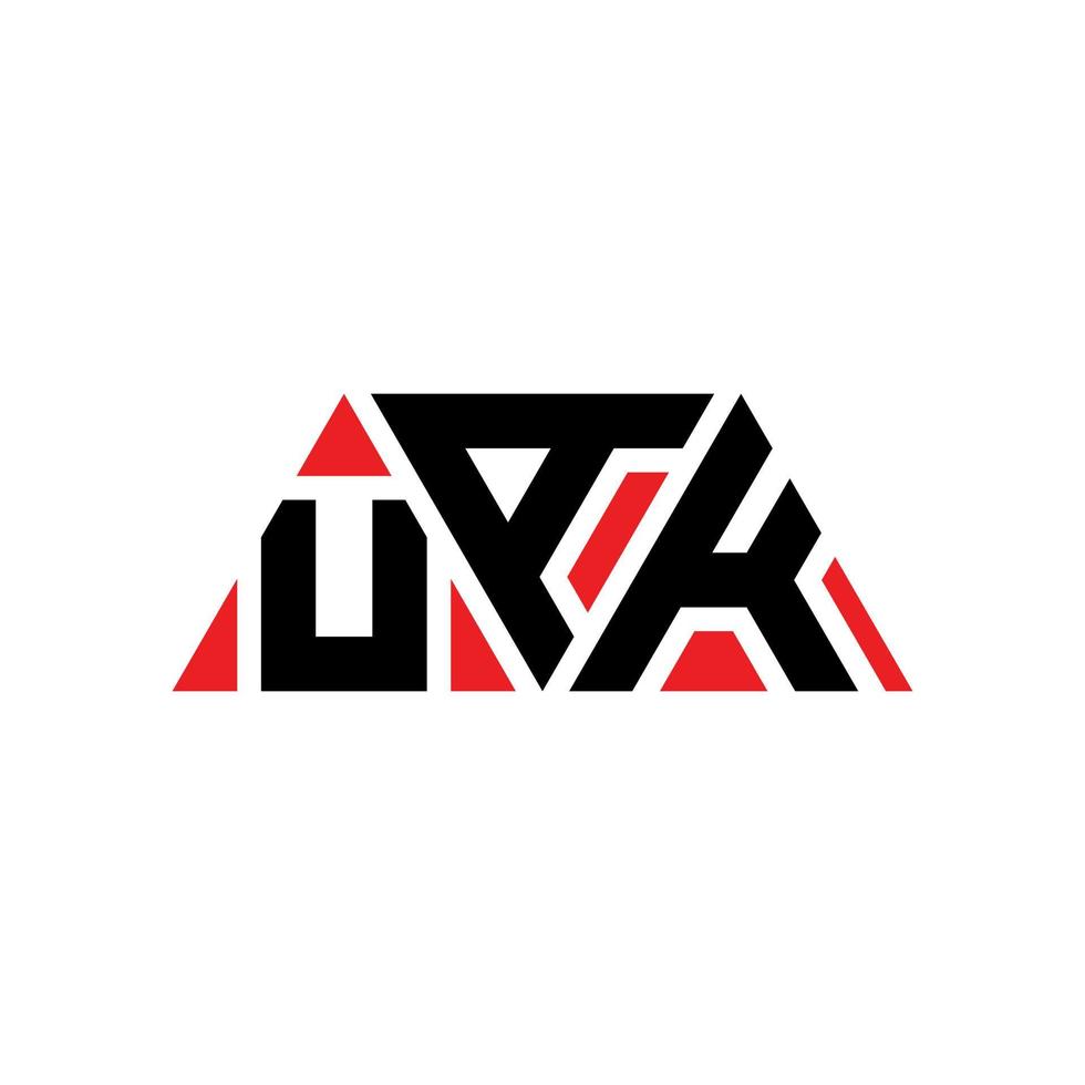 création de logo de lettre triangle uak avec forme de triangle. monogramme de conception de logo triangle uak. modèle de logo vectoriel triangle uak avec couleur rouge. logo triangulaire uak logo simple, élégant et luxueux. ouais