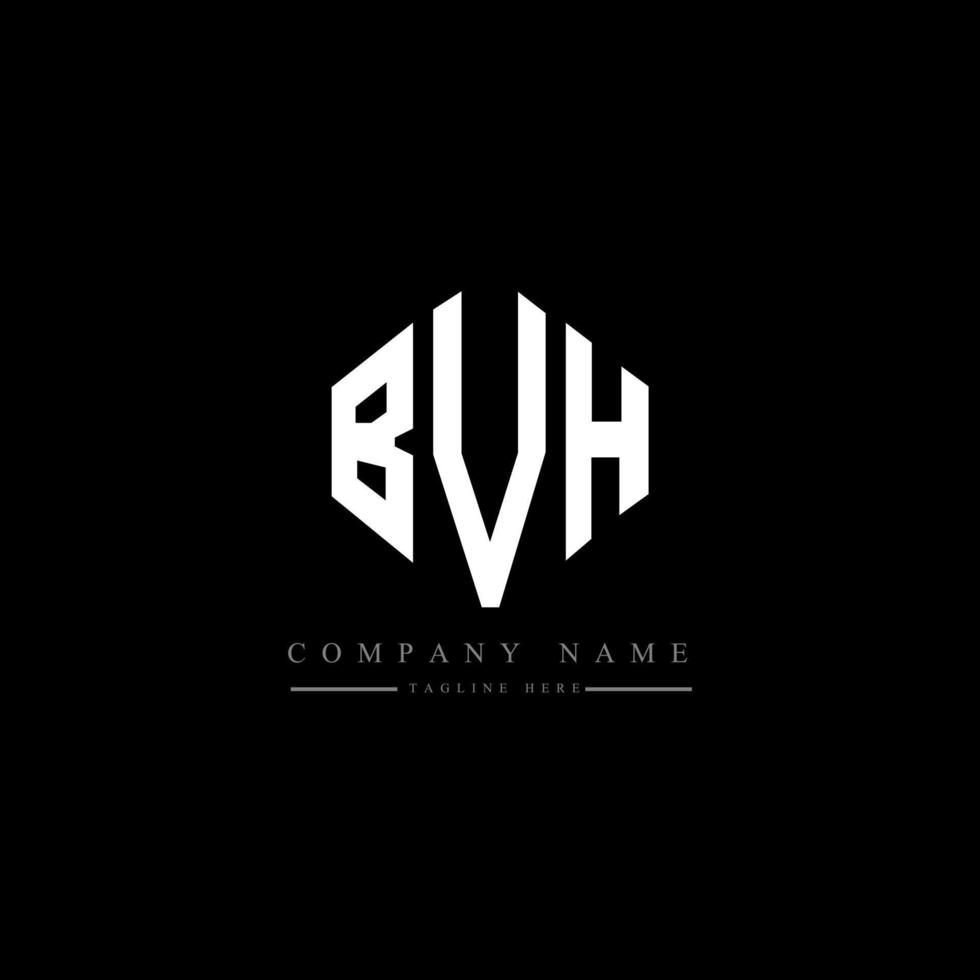 création de logo de lettre bvh avec forme de polygone. création de logo en forme de polygone et de cube bvh. modèle de logo vectoriel hexagonal bvh couleurs blanches et noires. monogramme bvh, logo commercial et immobilier.