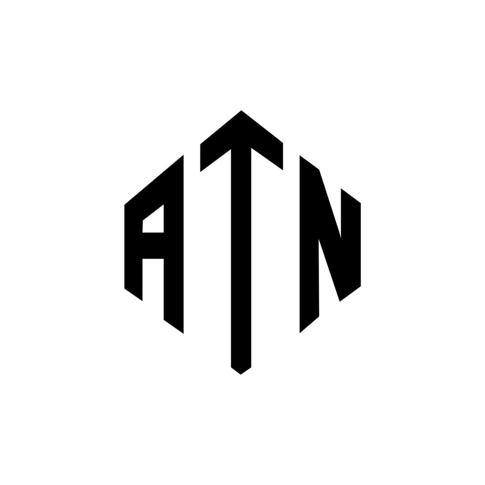 création de logo de lettre atn avec forme de polygone. création de logo en forme de polygone et de cube atn. modèle de logo vectoriel atn hexagone couleurs blanches et noires. monogramme atn, logo d'entreprise et immobilier.