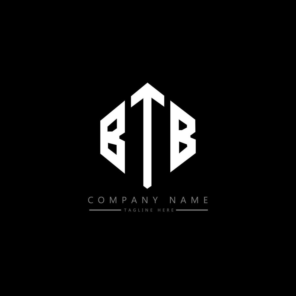 création de logo de lettre btb avec forme de polygone. création de logo en forme de polygone et de cube btb. modèle de logo vectoriel btb hexagone couleurs blanches et noires. monogramme btb, logo d'entreprise et immobilier.