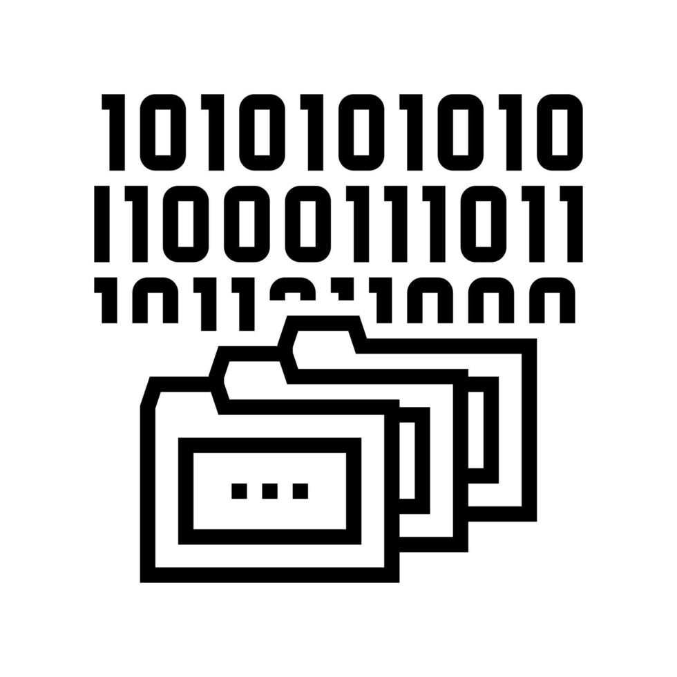 code binaire et dossiers icône ligne illustration vectorielle vecteur