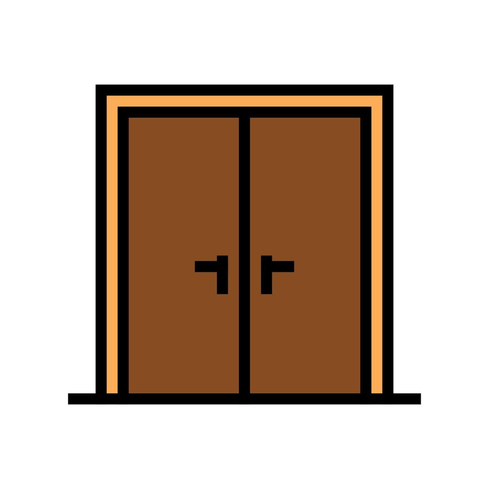 illustration vectorielle d'icône de couleur de double porte en bois vecteur