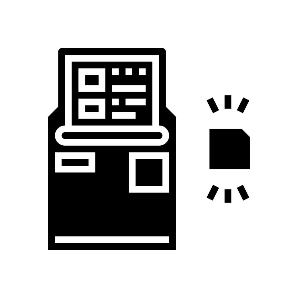 atm avec technologie rfid glyphe icône illustration vectorielle vecteur