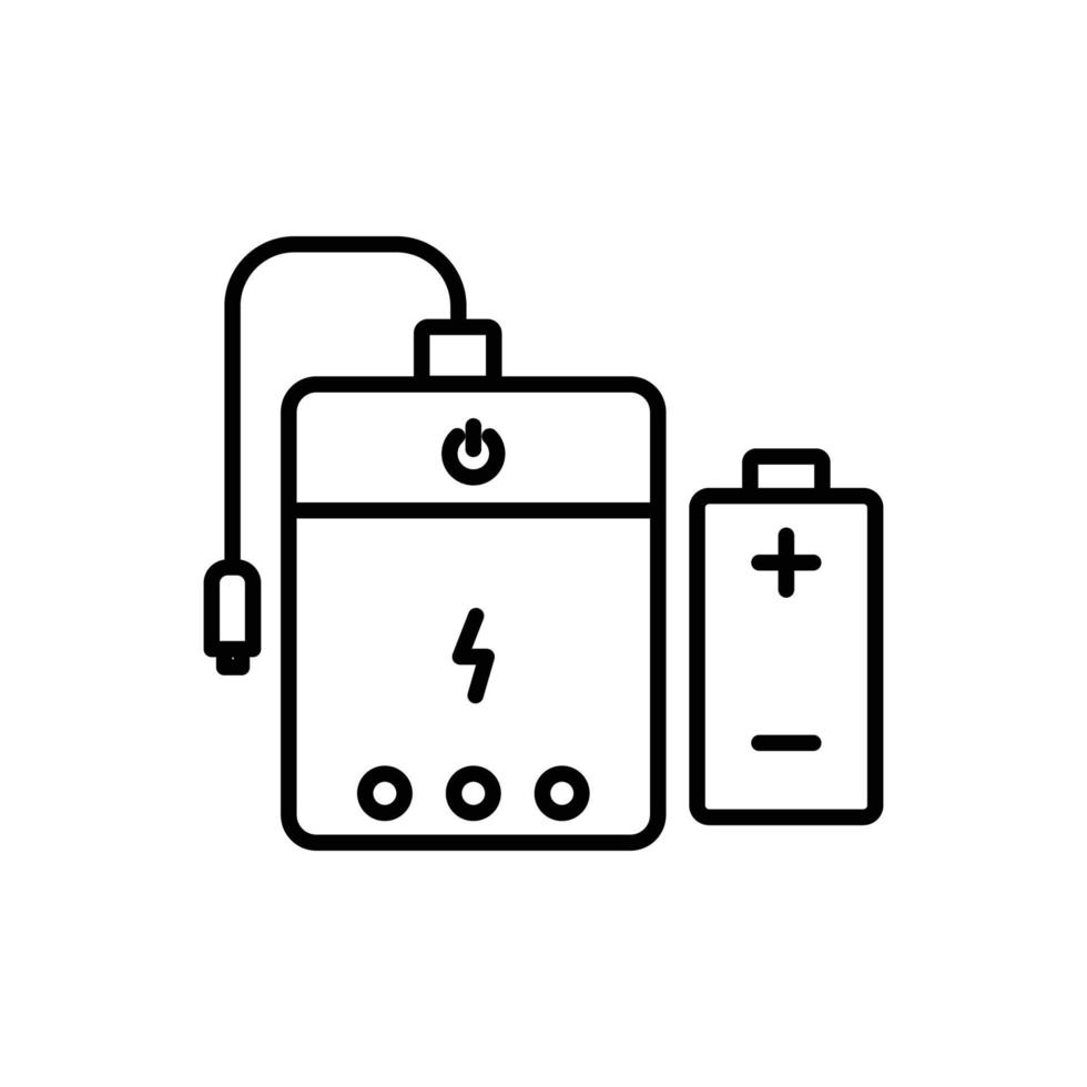 icône de banque d'alimentation, batterie. icône liée à l'électronique, à la technologie. style d'icône de ligne. conception simple modifiable vecteur