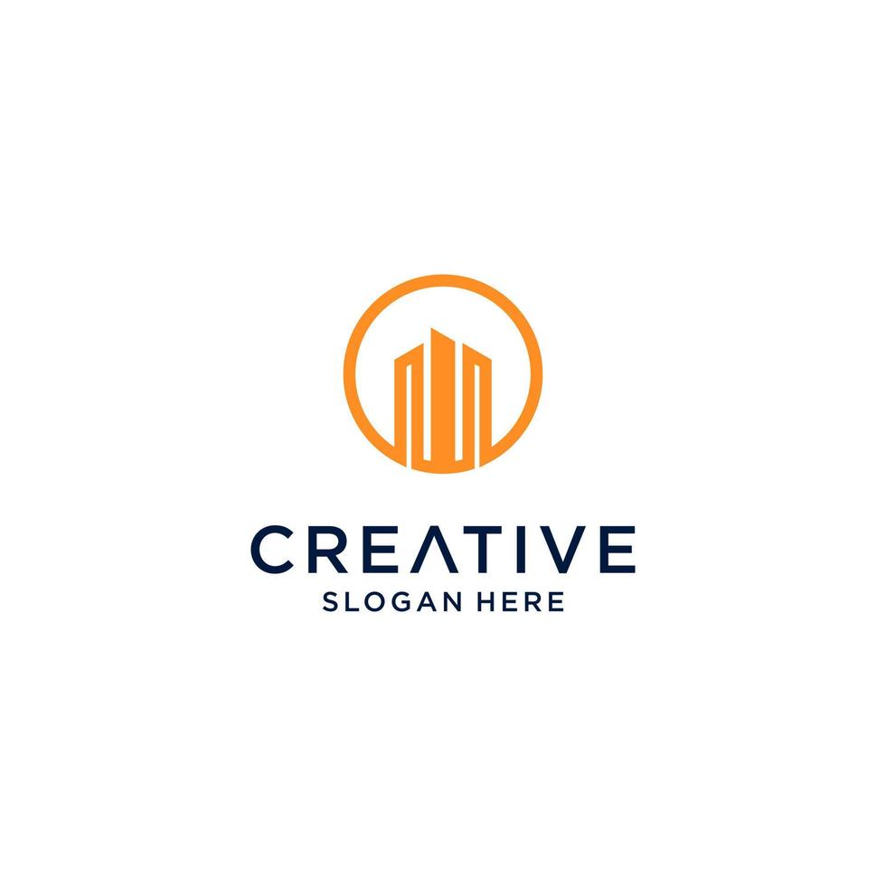 icône du logo du bâtiment créatif. illustration vectorielle de construction vecteur