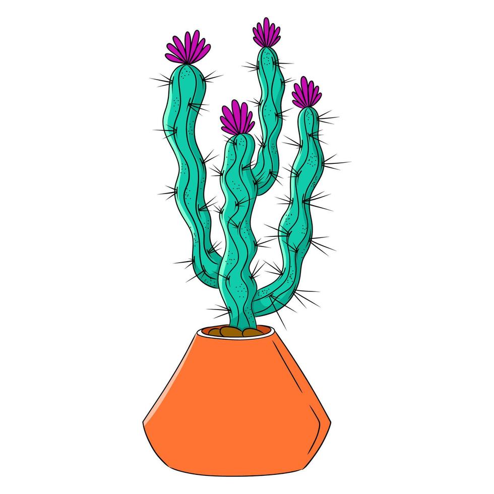 ensemble d'illustrations colorées de doodle de cactus. vecteur