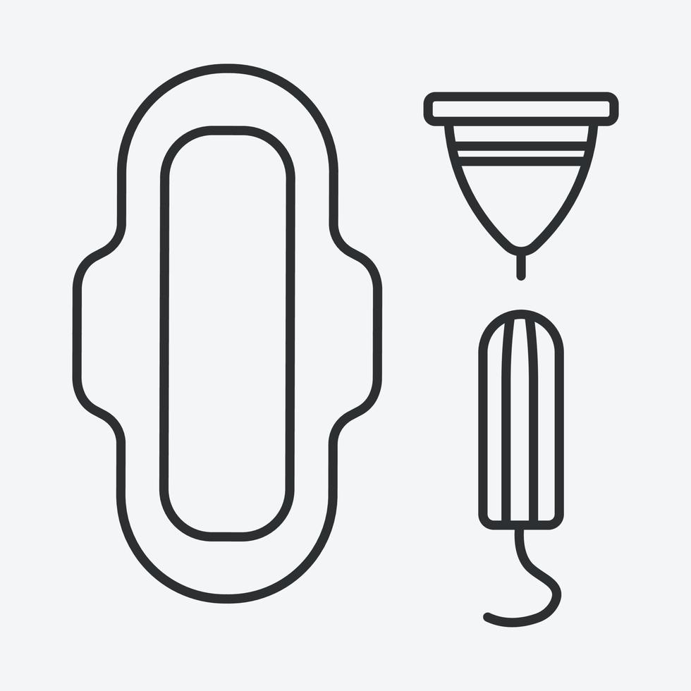 jeu d'icônes de ligne de produits d'hygiène féminine. tampon coupe menstruelle serviette hygiénique quotidienne. illustration vectorielle vecteur