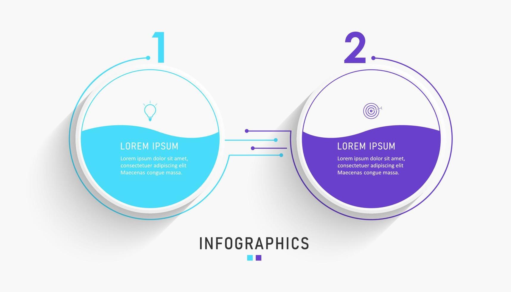 modèle de conception d'étiquettes infographiques vectorielles avec icônes et 2 options ou étapes. peut être utilisé pour le diagramme de processus, les présentations, la mise en page du flux de travail, la bannière, l'organigramme, le graphique d'informations. vecteur