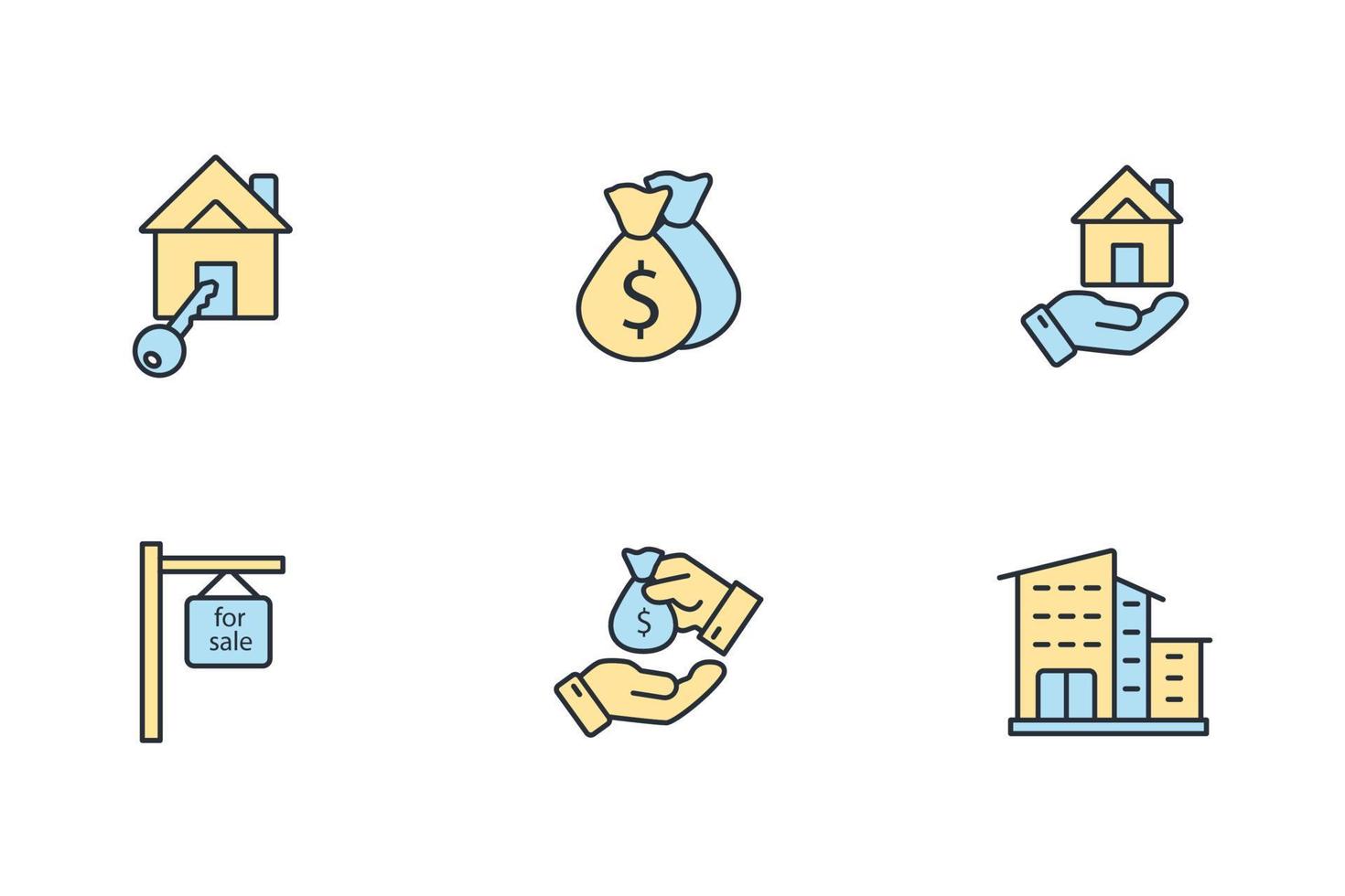 ensemble d'icônes immobilières. éléments vectoriels de symbole de pack immobilier pour le web infographique vecteur