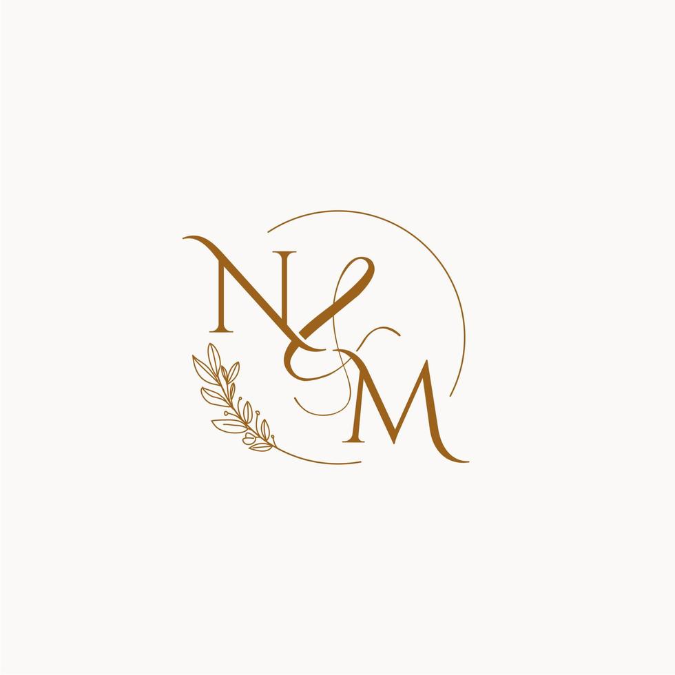logo monogramme de mariage initial nm vecteur