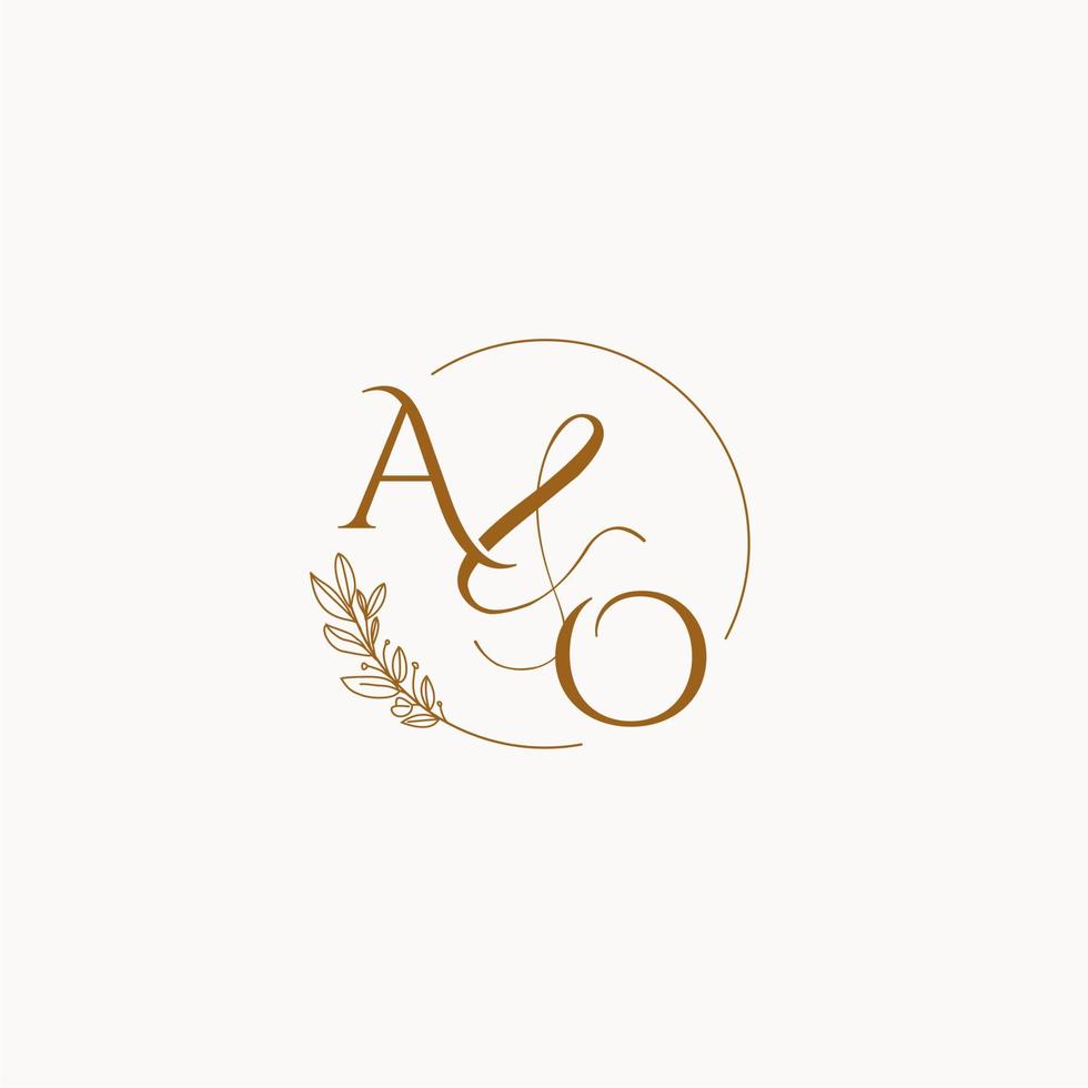 ao logo monogramme de mariage initial vecteur