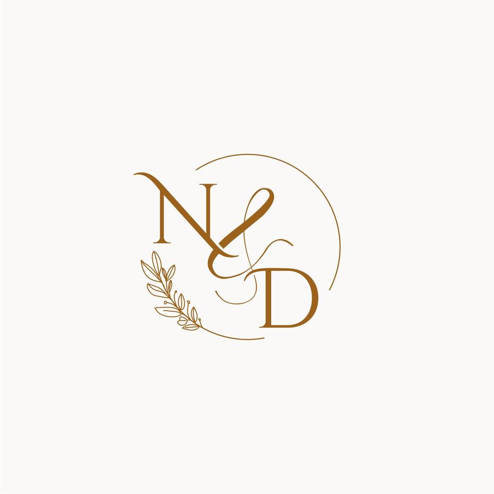 nd logo monogramme de mariage initial vecteur