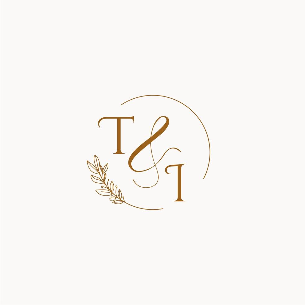 logo monogramme de mariage initial ti vecteur