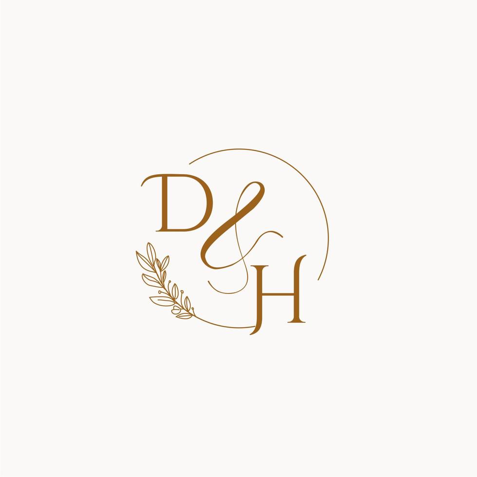 logo monogramme de mariage initial dh vecteur