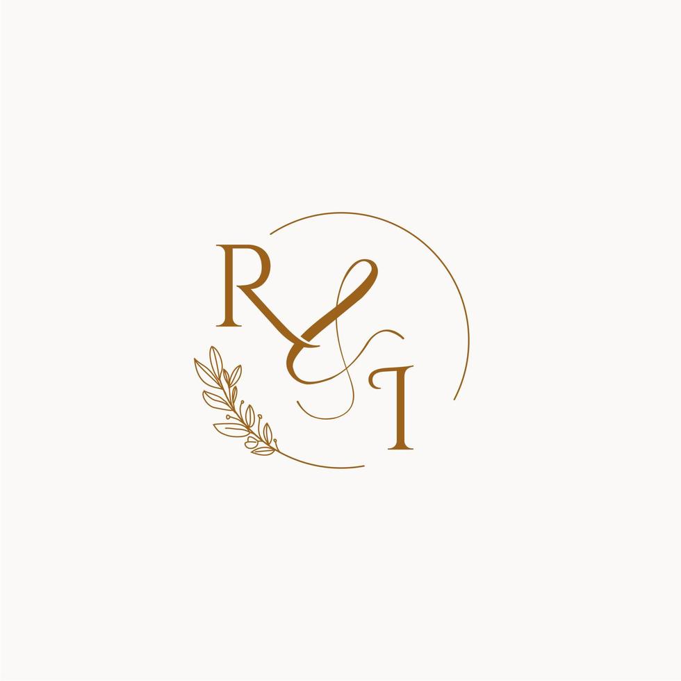 logo monogramme de mariage initial ri vecteur
