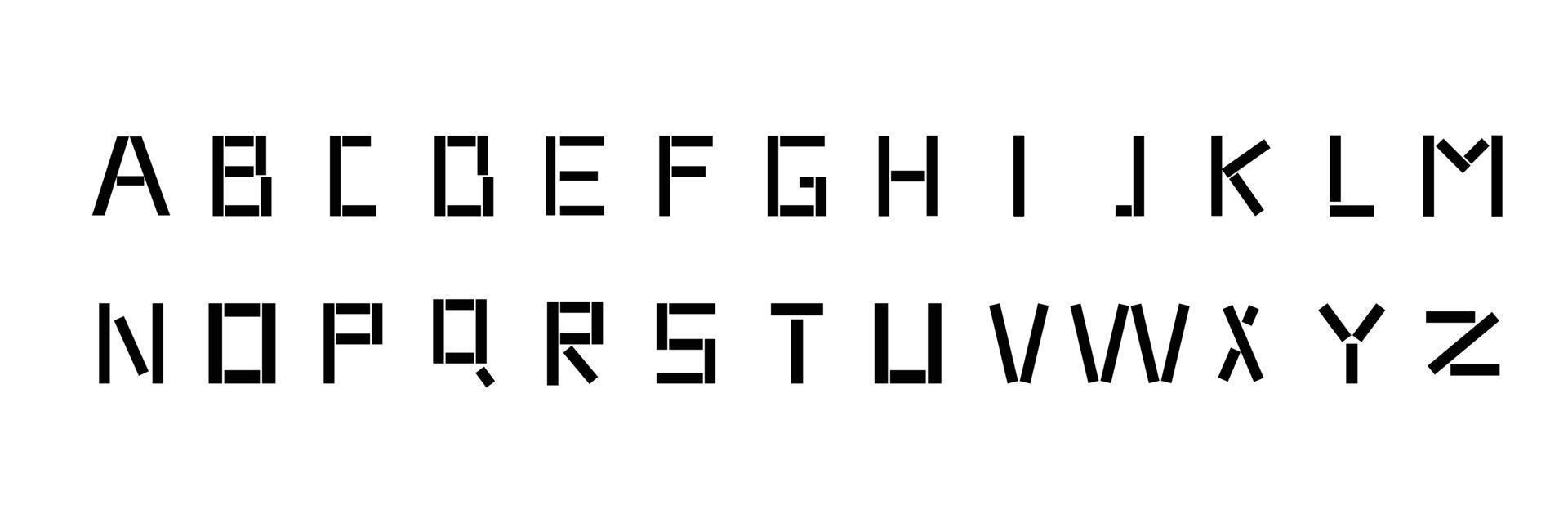 typographie carrée. police de caractères géométrique, ensemble de chiffres et de lettres. alphabet créatif. illustration vectorielle. pour les sujets de technologie, de jeu, de sport et d'architecture. vecteur