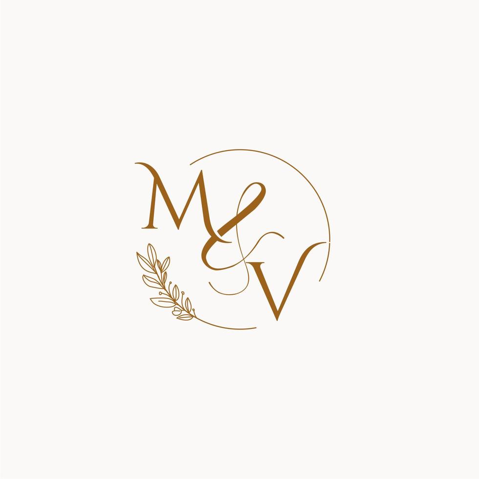 logo monogramme de mariage initial mv vecteur