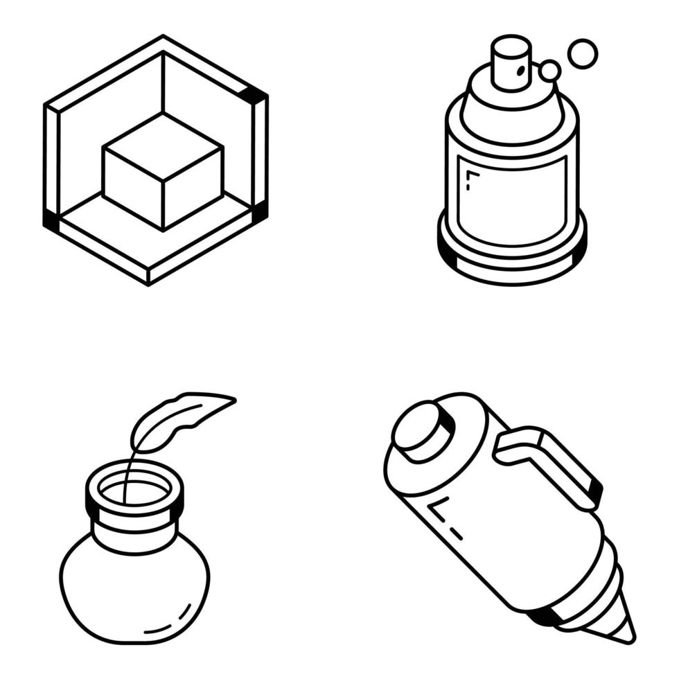 ensemble d'icônes de ligne d'outils d'art vecteur