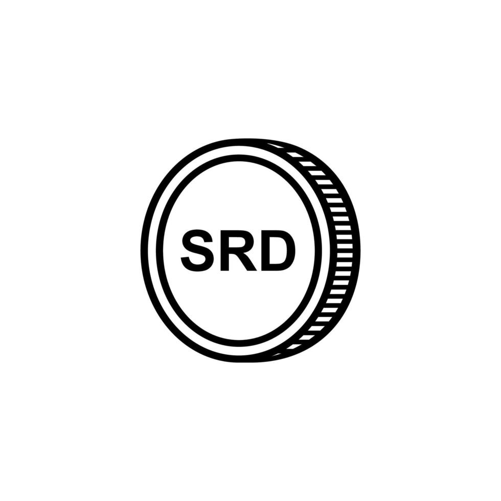 monnaie du suriname, srd, symbole d'icône d'argent du suriname. illustration vectorielle vecteur