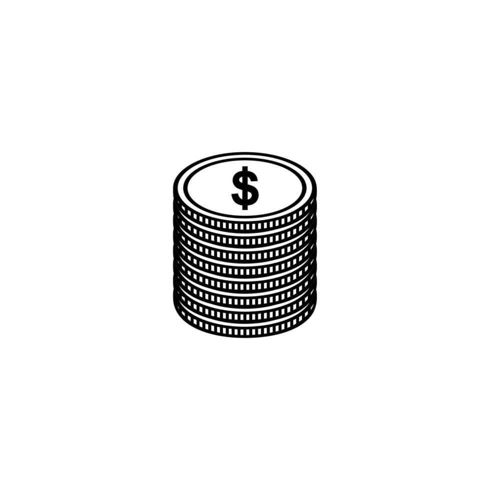 pile de monnaie américaine, dollar, usd, pile de symbole d'icône d'argent. illustration vectorielle vecteur