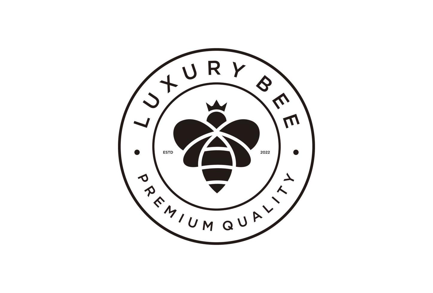 insigne vintage reine des abeilles avec modèle de conception vectorielle logo couronne vecteur
