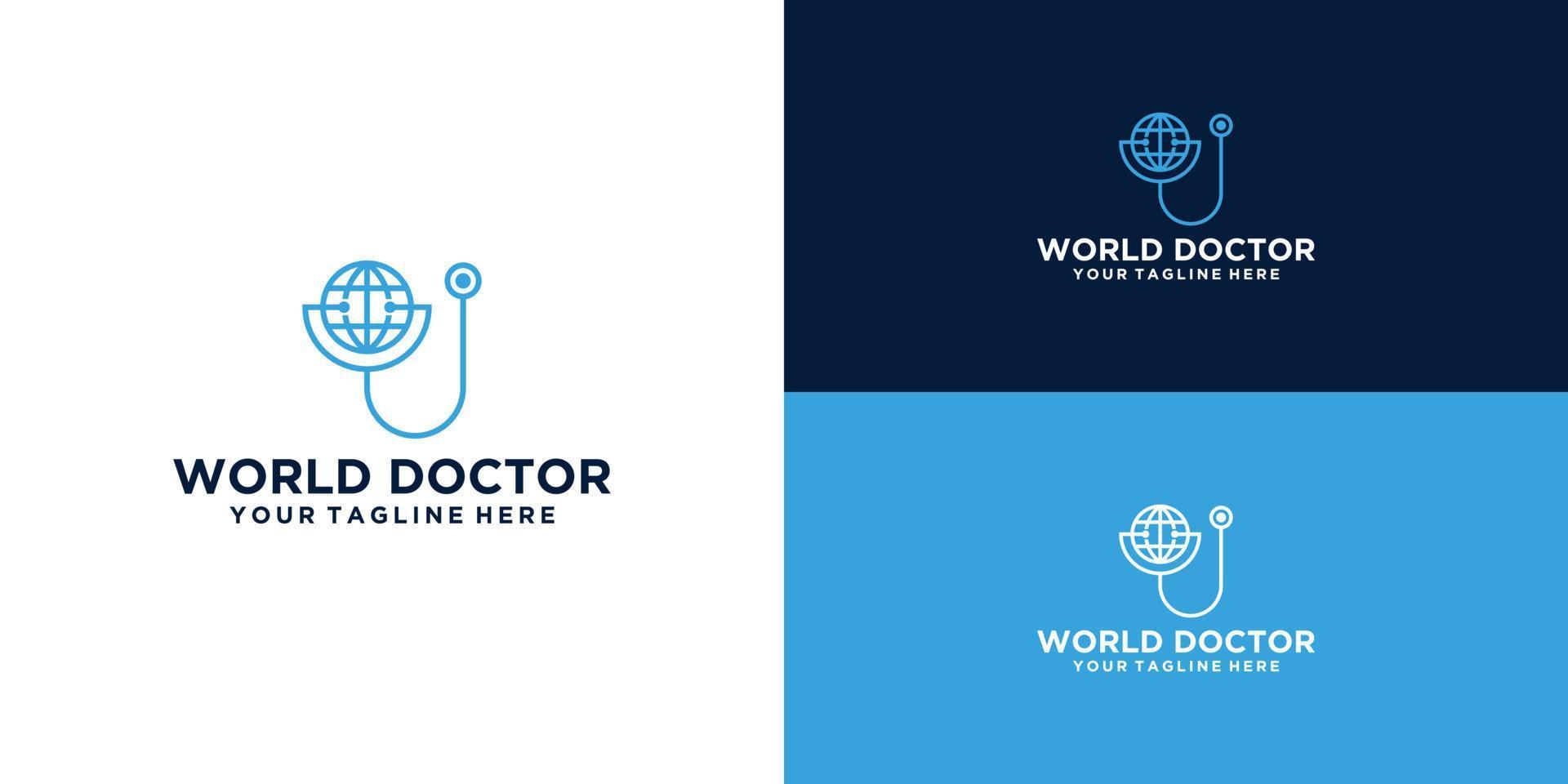 création de logo de médecin globe terrestre vecteur