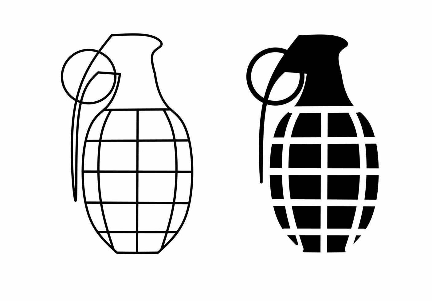 jeu d'icônes de grenade isolé sur fond blanc vecteur