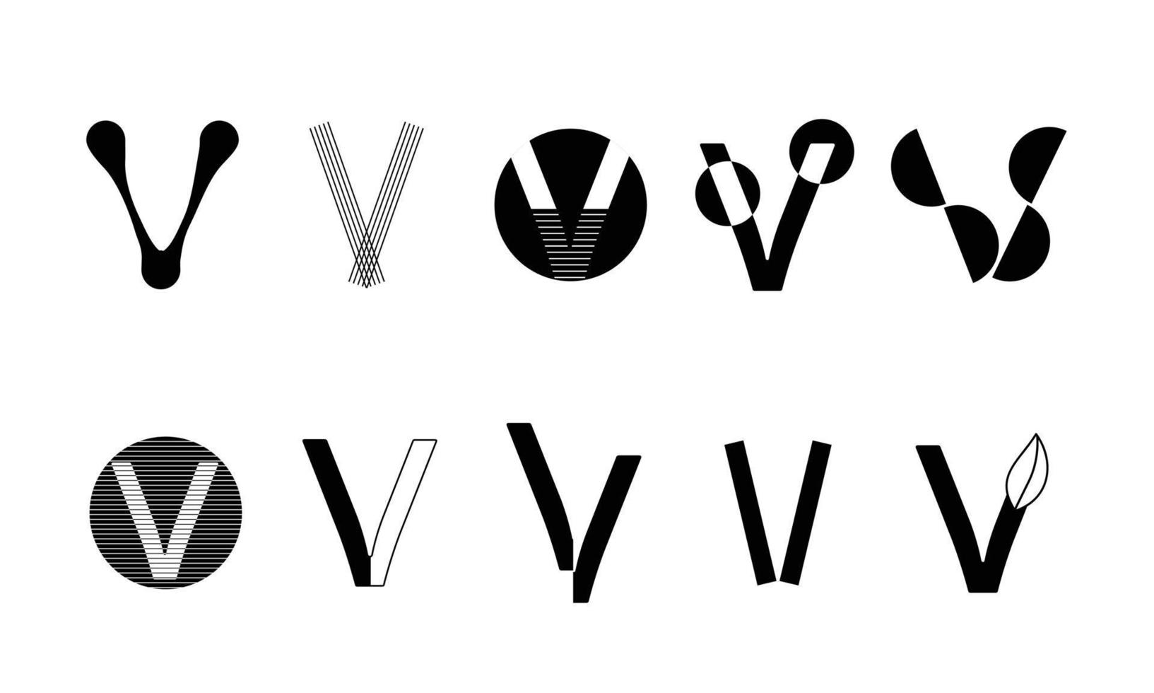 monogramme set logos avec la lettre v, collection vecteur