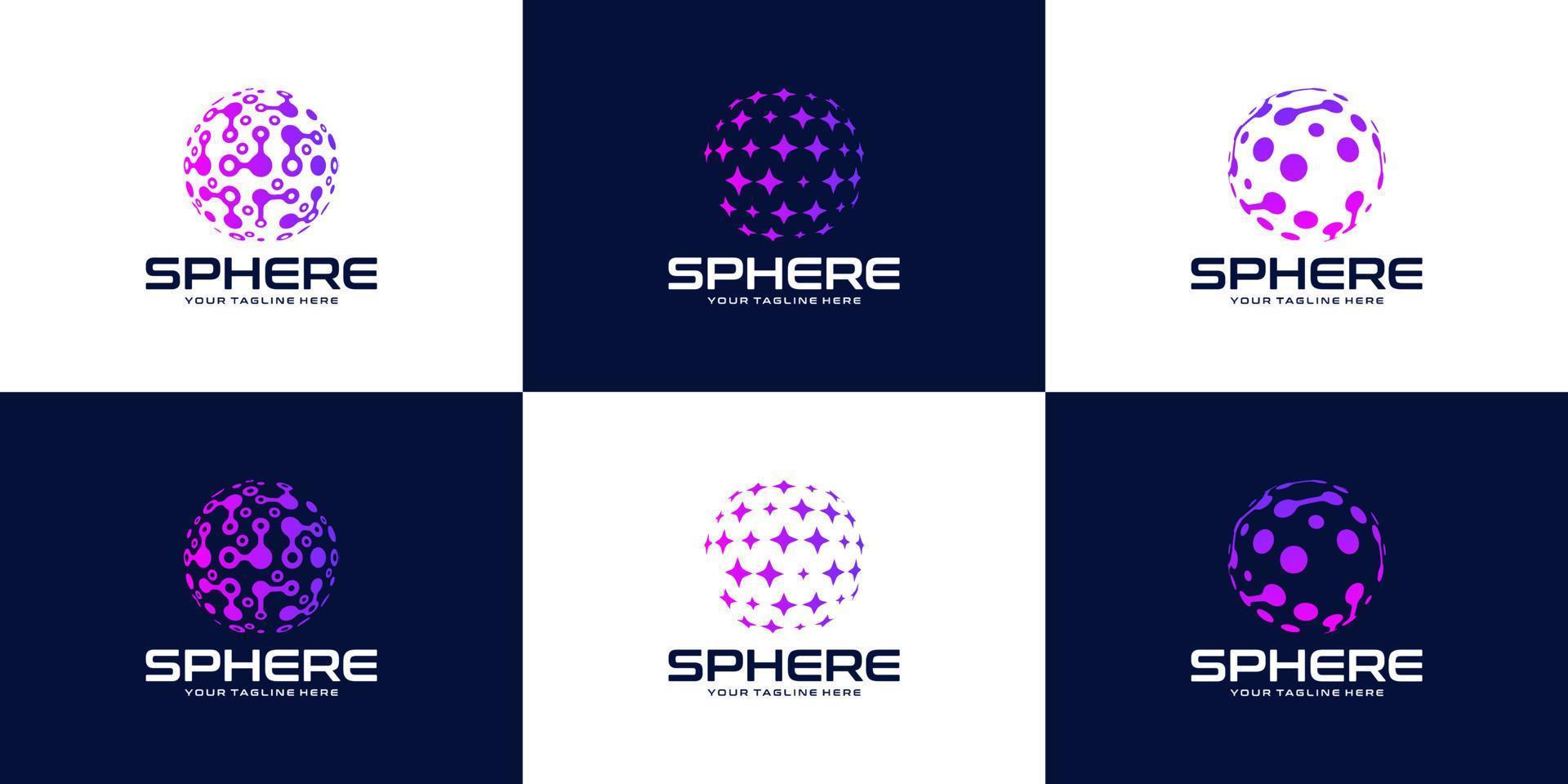 collection d'inspiration de conception de logo de sphère mondiale de technologie élégante et moderne vecteur