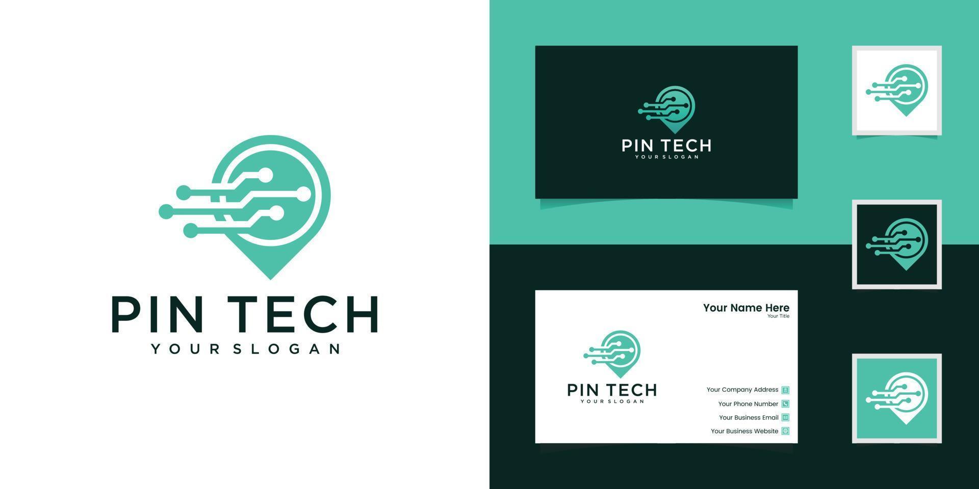 logo point tech avec style d'art en ligne. technologie créative, électronique, numérique, logotype, pour icône ou concept. et conception de carte de visite vecteur