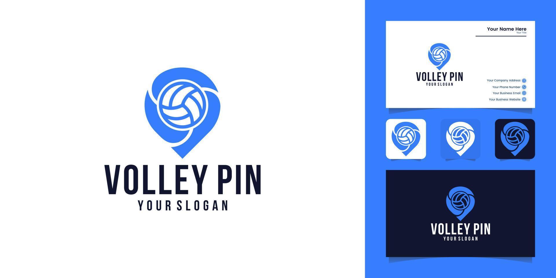 conception de logo de volley-ball de sites sportifs et conception de logo de point de cartes et carte de visite vecteur