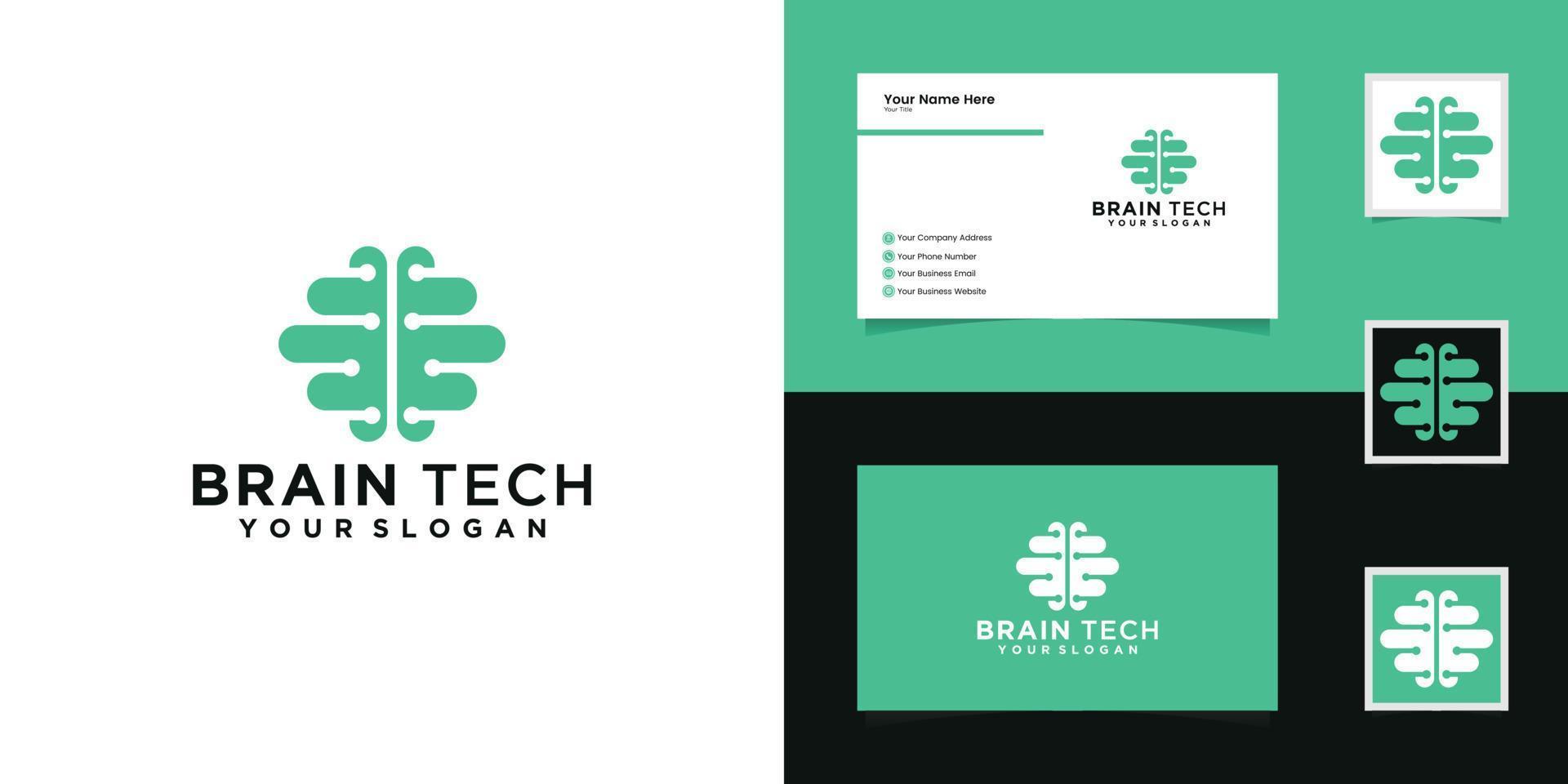 création de logo et carte de visite brain tech vecteur