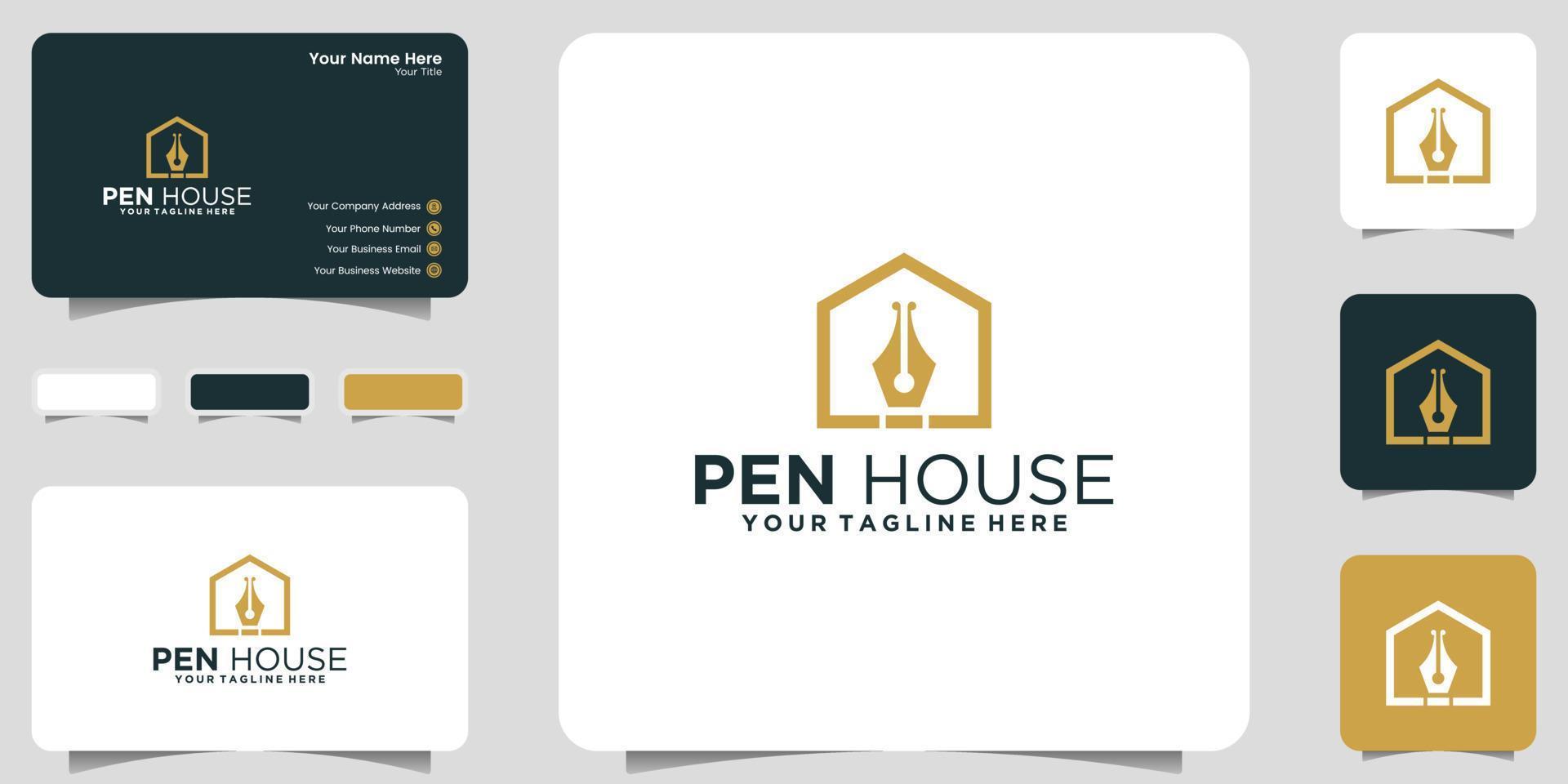 logo créatif de pen house et inspiration de carte de visite vecteur