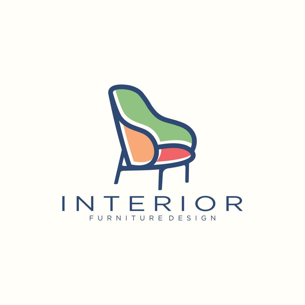 création de logo intérieur, canapé minimaliste vecteur