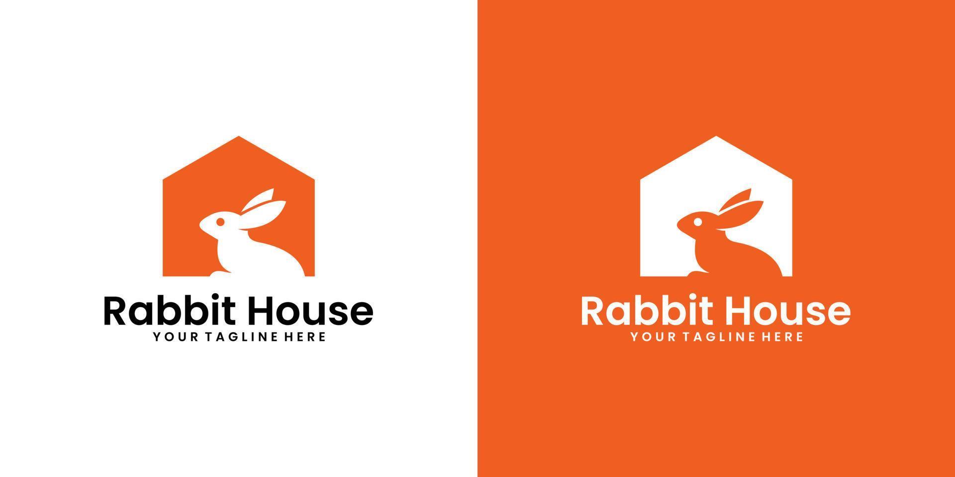 inspiration de conception de logo de maison de lapin, inspiration de maison pour animaux de compagnie et de carte de visite vecteur