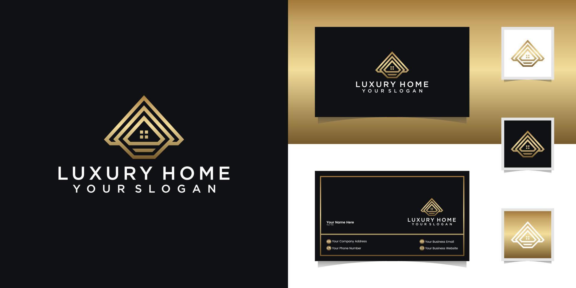 maison de luxe avec modèle de conception de style art triangle et ligne et carte de visite vecteur