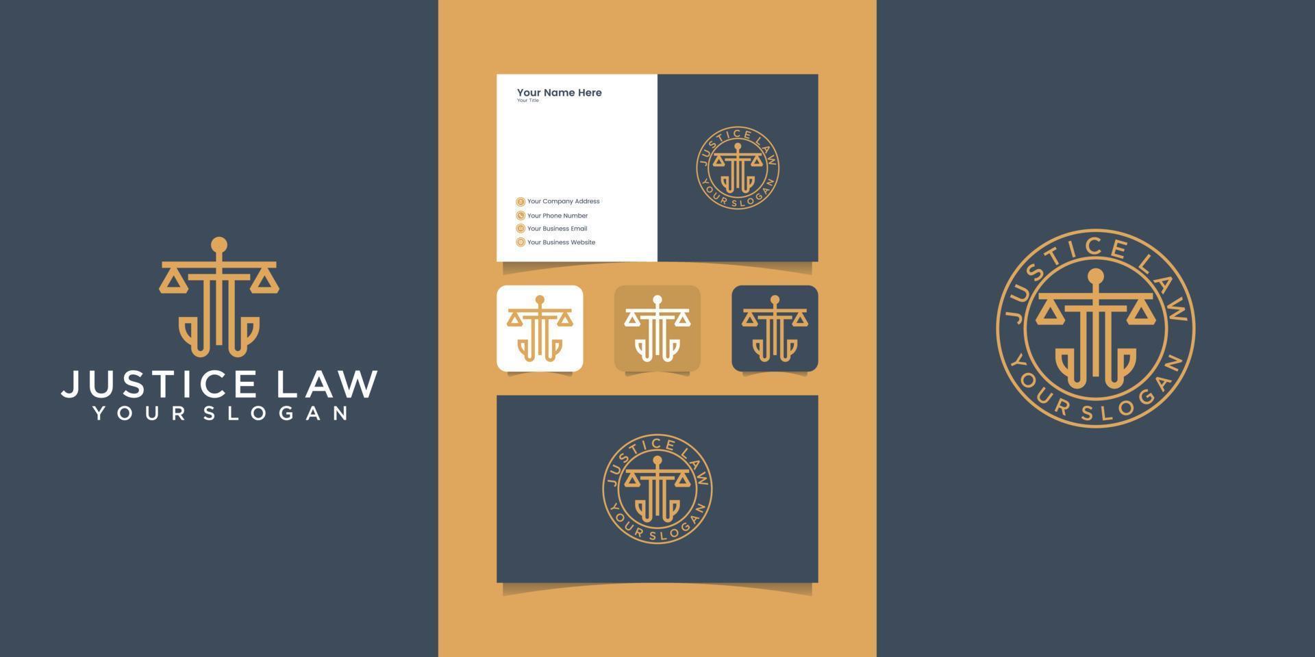 modèle de logo de cabinet d'avocats et carte de visite vecteur
