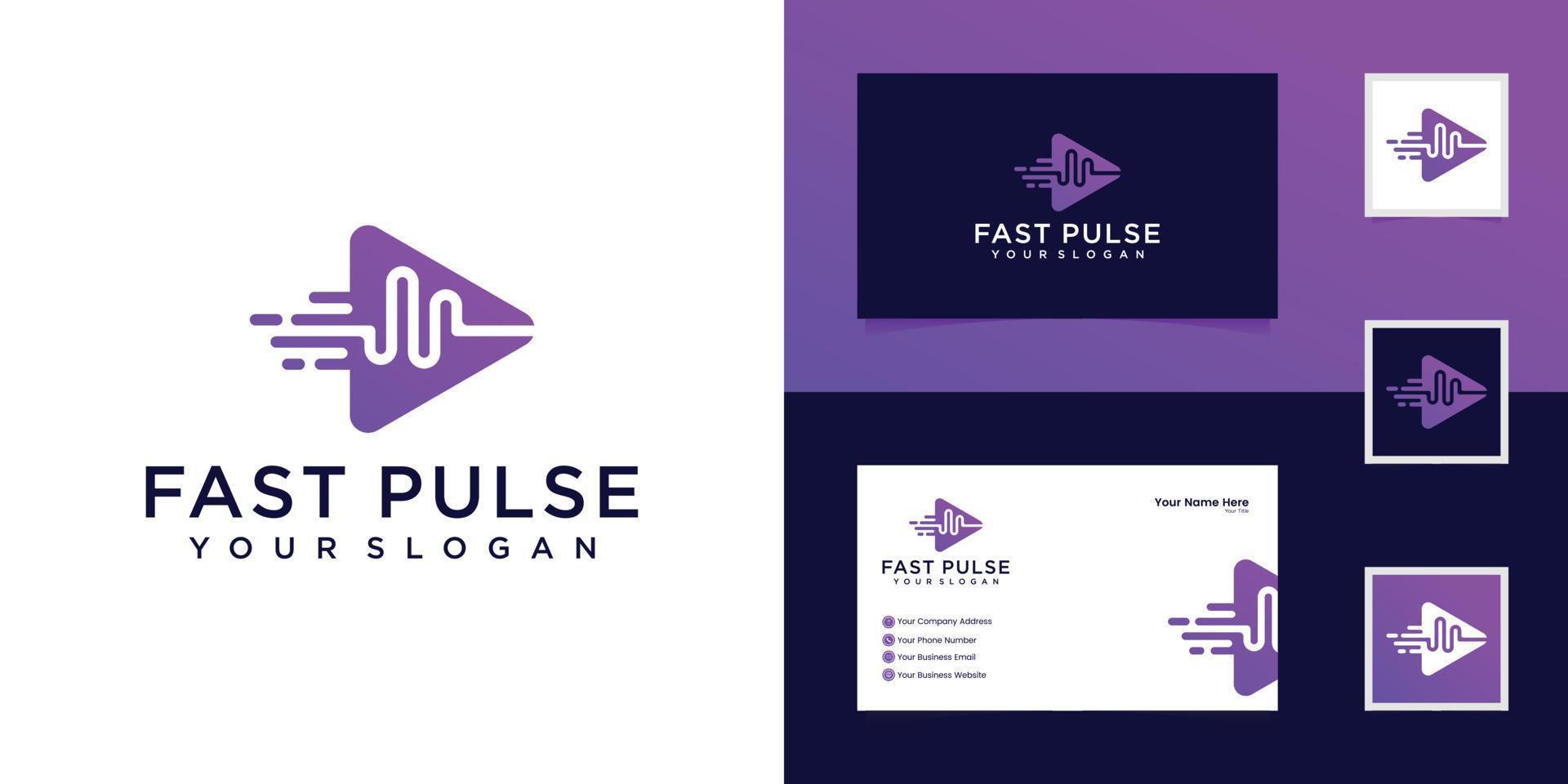 play pulse logo design concept vecteur musique logo modèle et carte de visite