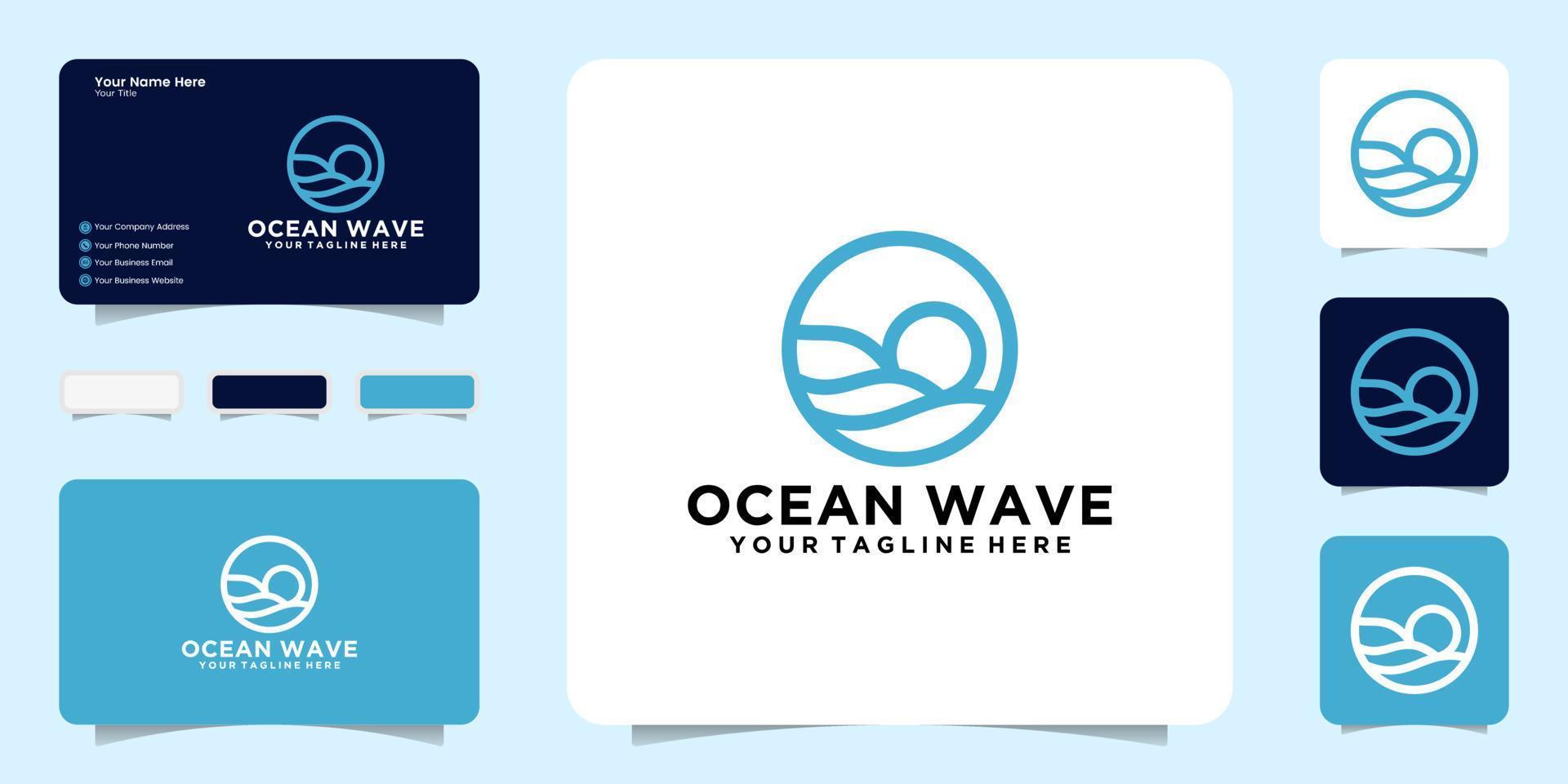 conception du logo des vagues de l'océan un logo simple qui est parfait pour l'industrie du voyage et l'inspiration des cartes de visite vecteur