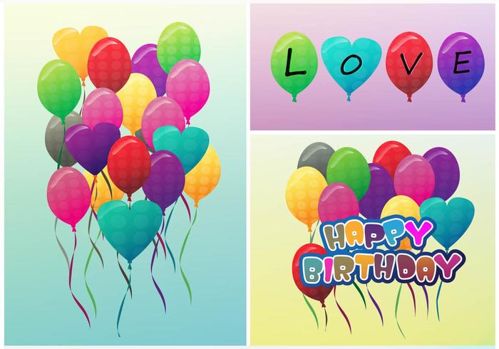 Ballons d'anniversaire et ballons d'amour vecteur