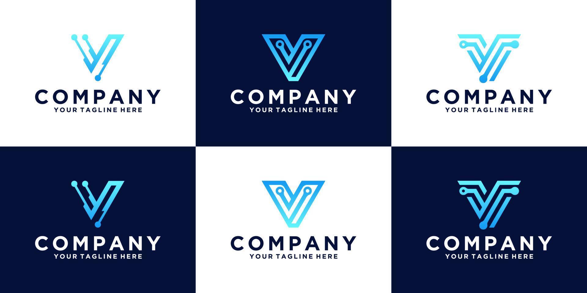 une collection d'inspiration de conception de logo lettre v initiale pour les entreprises et la technologie vecteur