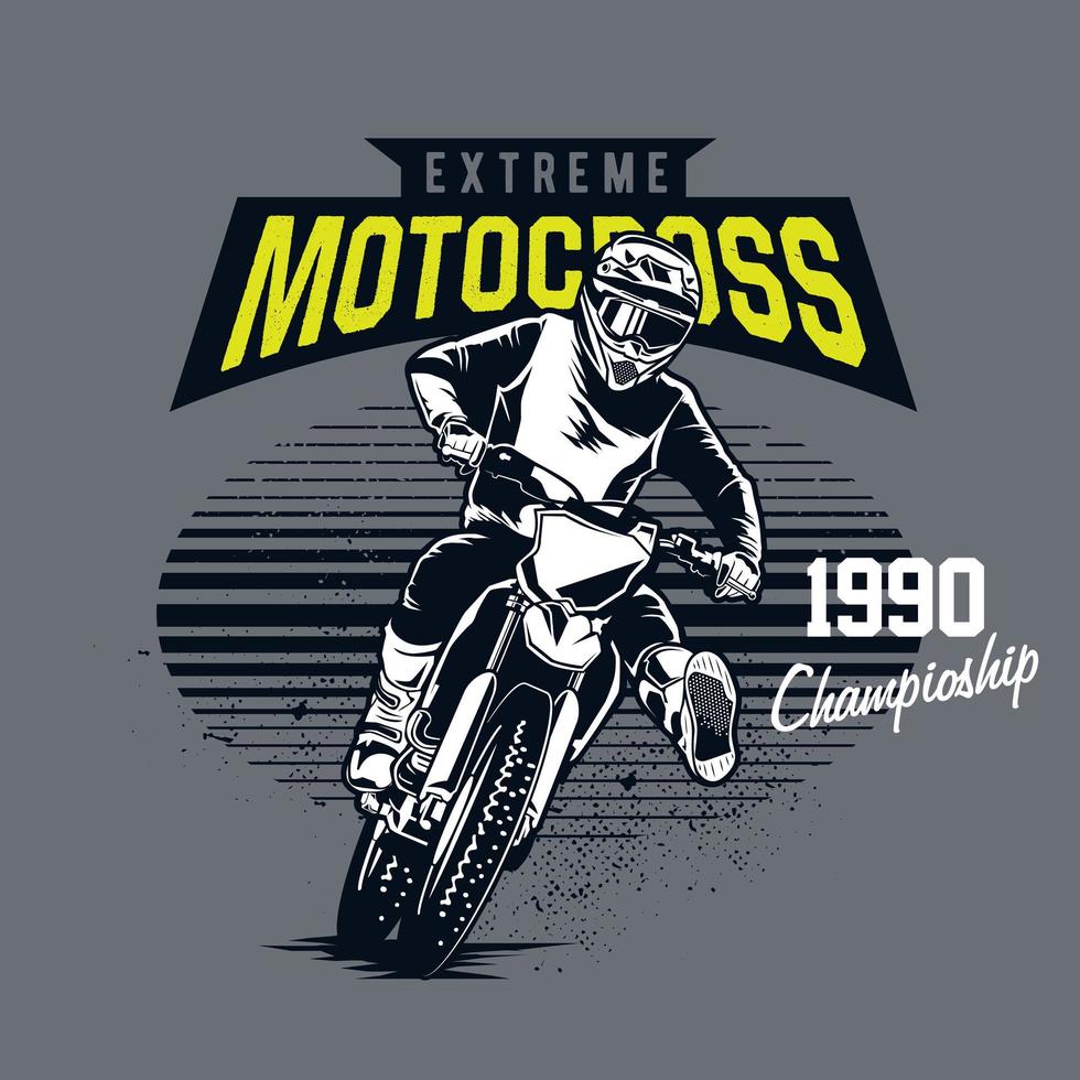 emblème de motocross extrême avec cavalier sur vélo de saleté vecteur