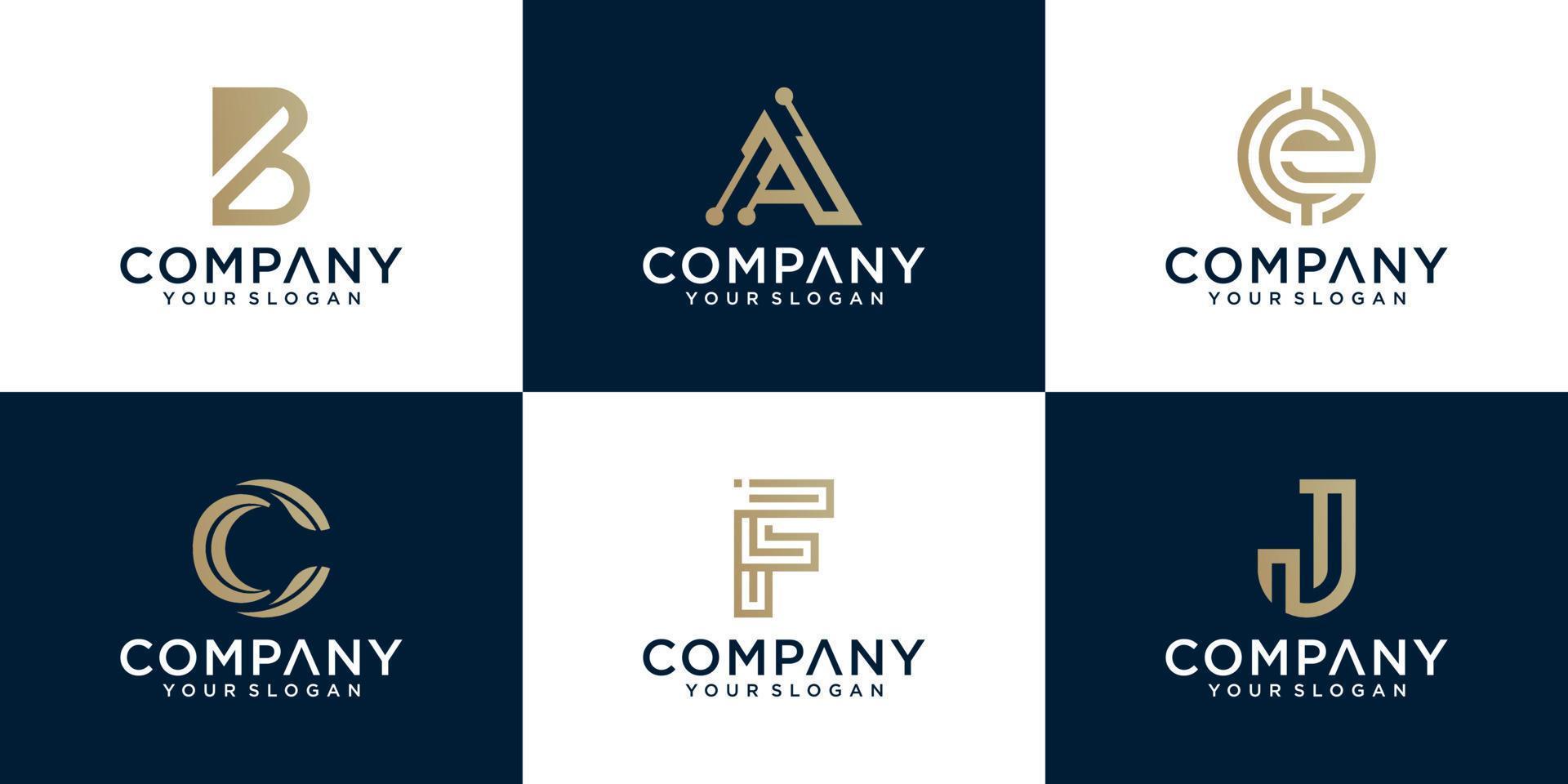 ensemble de modèles de conception de logo de lettre de monogramme créatif en couleur or vecteur