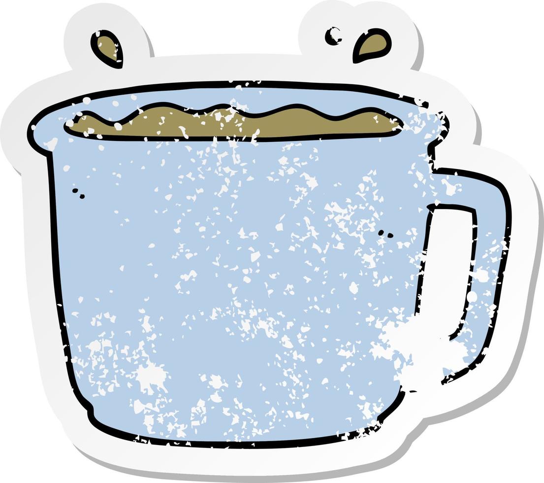 autocollant en détresse d'une tasse de café de dessin animé vecteur